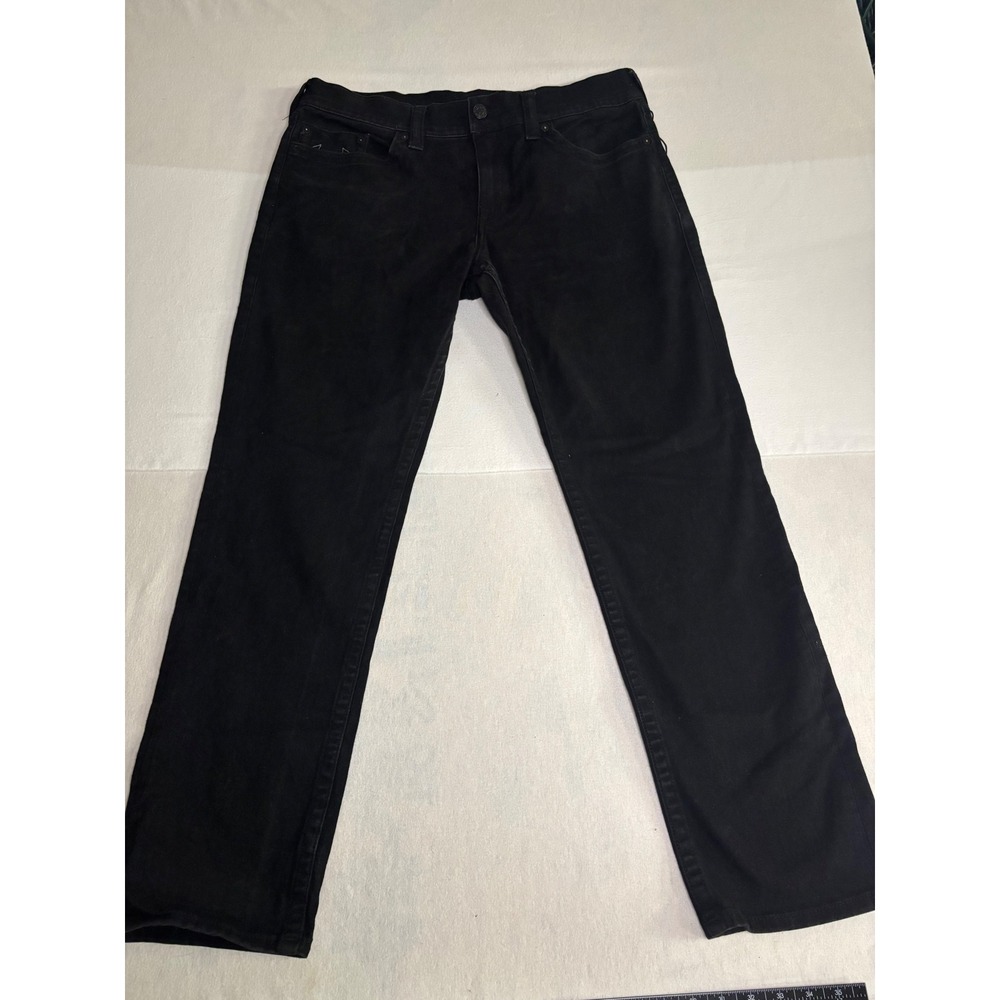 True Religion Ricky Straight Leg Jeans Mens Black Denim Horseshoe Stitch 34x30